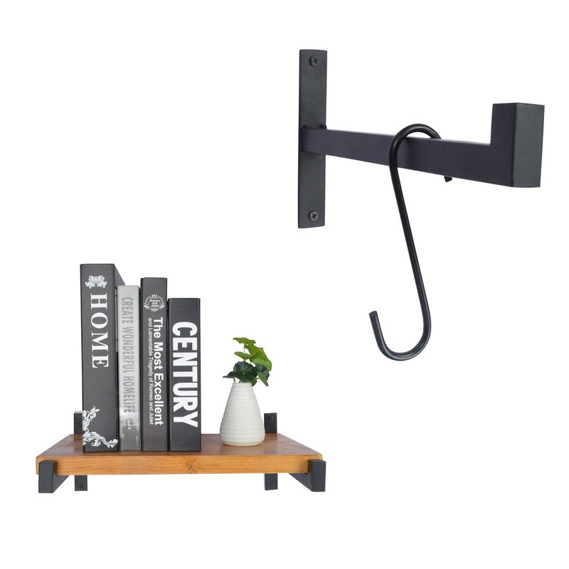 OVOV 2 Pcs Steel Heavy Duty Shelf Brackets Wall Mounted Industrial Metal Shelf Supports Matte Black 10 Inches - Image 4